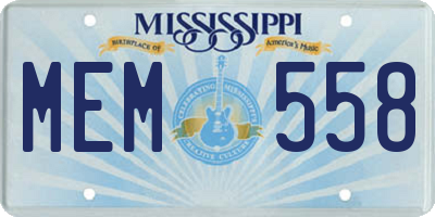 MS license plate MEM558