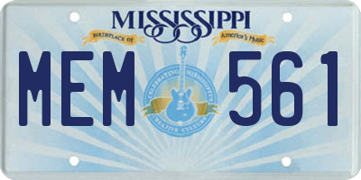 MS license plate MEM561