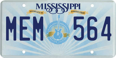MS license plate MEM564