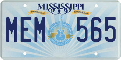 MS license plate MEM565