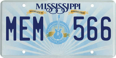 MS license plate MEM566