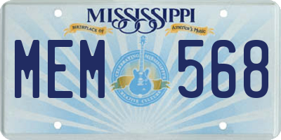 MS license plate MEM568