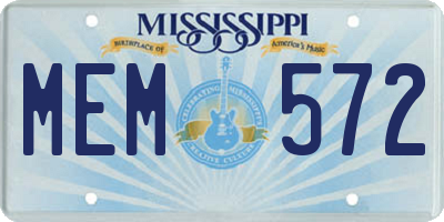 MS license plate MEM572
