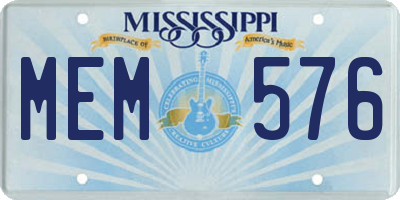 MS license plate MEM576