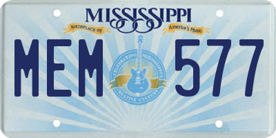 MS license plate MEM577