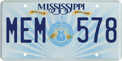 MS license plate MEM578