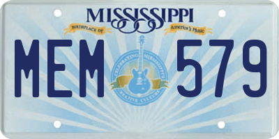 MS license plate MEM579
