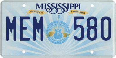 MS license plate MEM580