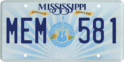 MS license plate MEM581