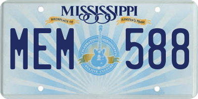 MS license plate MEM588