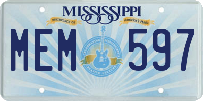MS license plate MEM597