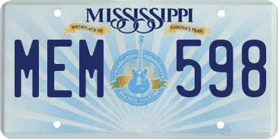 MS license plate MEM598