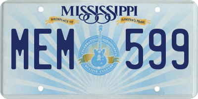 MS license plate MEM599