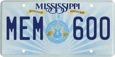 MS license plate MEM600