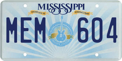 MS license plate MEM604