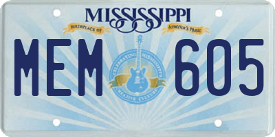 MS license plate MEM605
