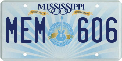 MS license plate MEM606