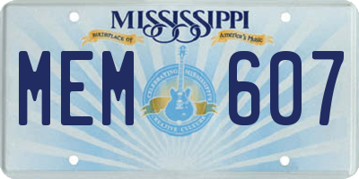 MS license plate MEM607