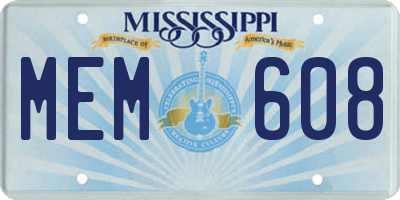 MS license plate MEM608