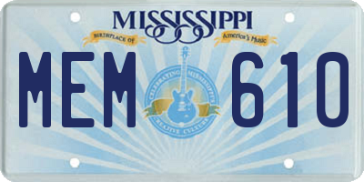MS license plate MEM610
