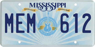 MS license plate MEM612