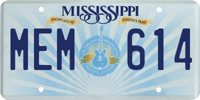 MS license plate MEM614