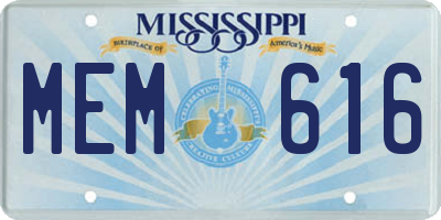 MS license plate MEM616