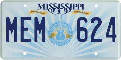 MS license plate MEM624
