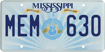 MS license plate MEM630