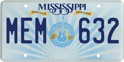 MS license plate MEM632