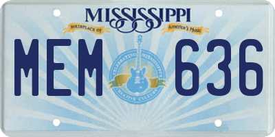 MS license plate MEM636