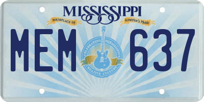MS license plate MEM637