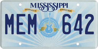 MS license plate MEM642