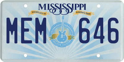 MS license plate MEM646