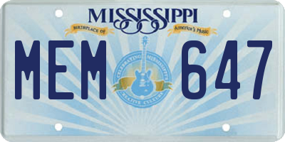 MS license plate MEM647
