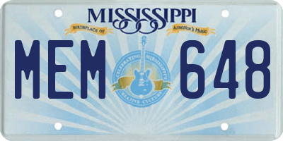 MS license plate MEM648