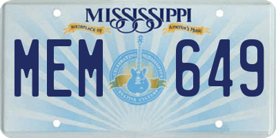 MS license plate MEM649