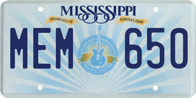 MS license plate MEM650
