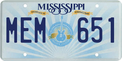 MS license plate MEM651