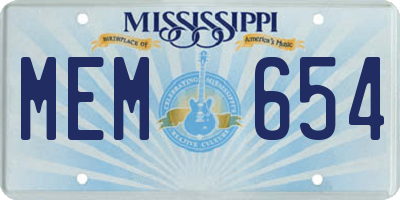 MS license plate MEM654