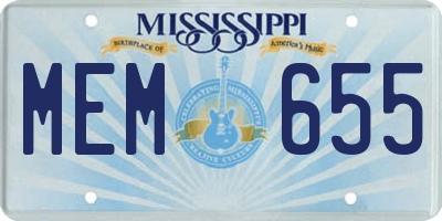 MS license plate MEM655