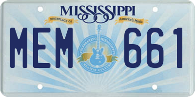 MS license plate MEM661