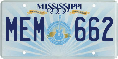 MS license plate MEM662