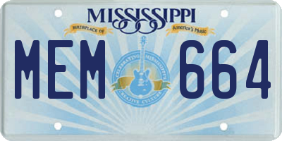 MS license plate MEM664