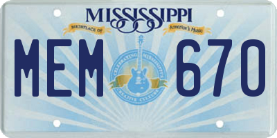 MS license plate MEM670