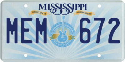 MS license plate MEM672