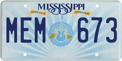 MS license plate MEM673