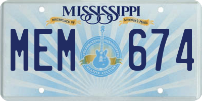MS license plate MEM674