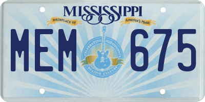 MS license plate MEM675
