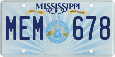 MS license plate MEM678
